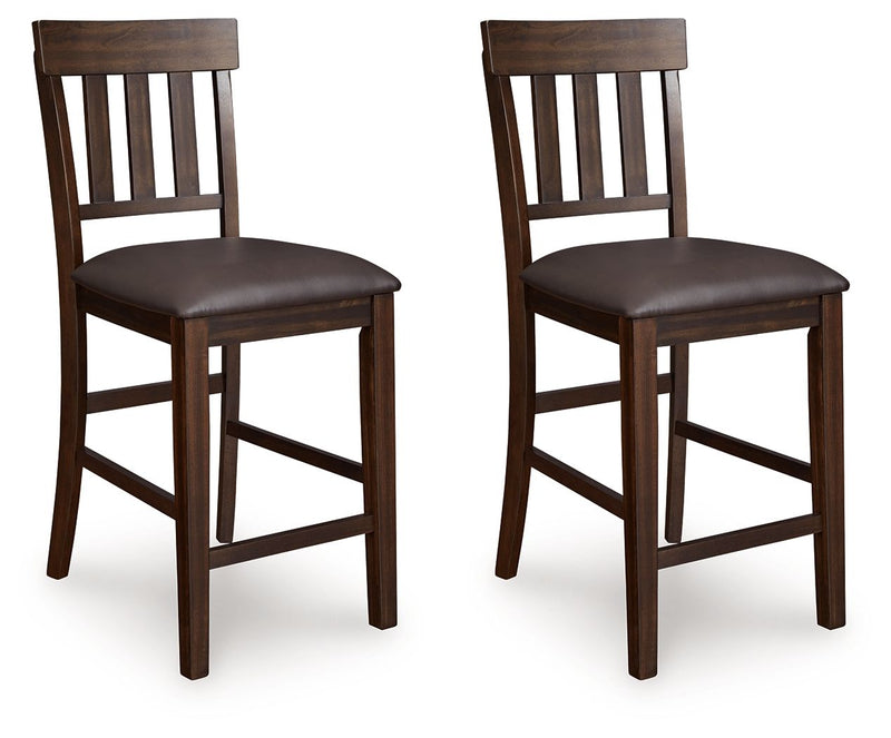 Haddigan - Upholstered Barstool (Set of 2) - Dark Brown - R&R Furniture Gallery (Fountain Valley, CA)