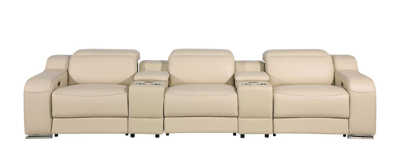 1116 - 5-Piece Modular Power Reclining Sofa In With 3 Power Recliners & Power Headrests