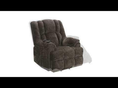 Pacay - Power Recliner With Lift, Heating & Massage - Brown Chenille