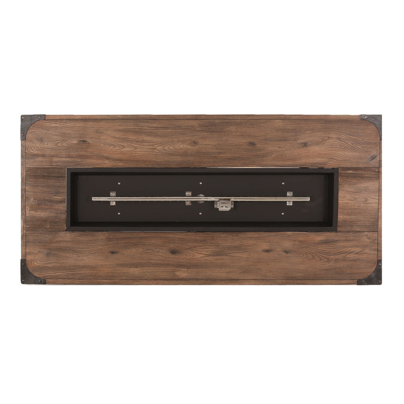 Outdoor Patio Rectangle Gas Burning Fire Pit 50, 000 Btu, Wood Pattern - Brown