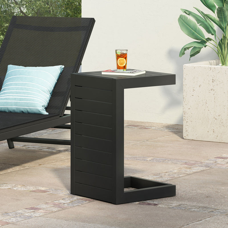 Aluminum Outdoor C - Shaped Side Table For Patio - R&R Furniture Gallery (Fountain Valley, CA)