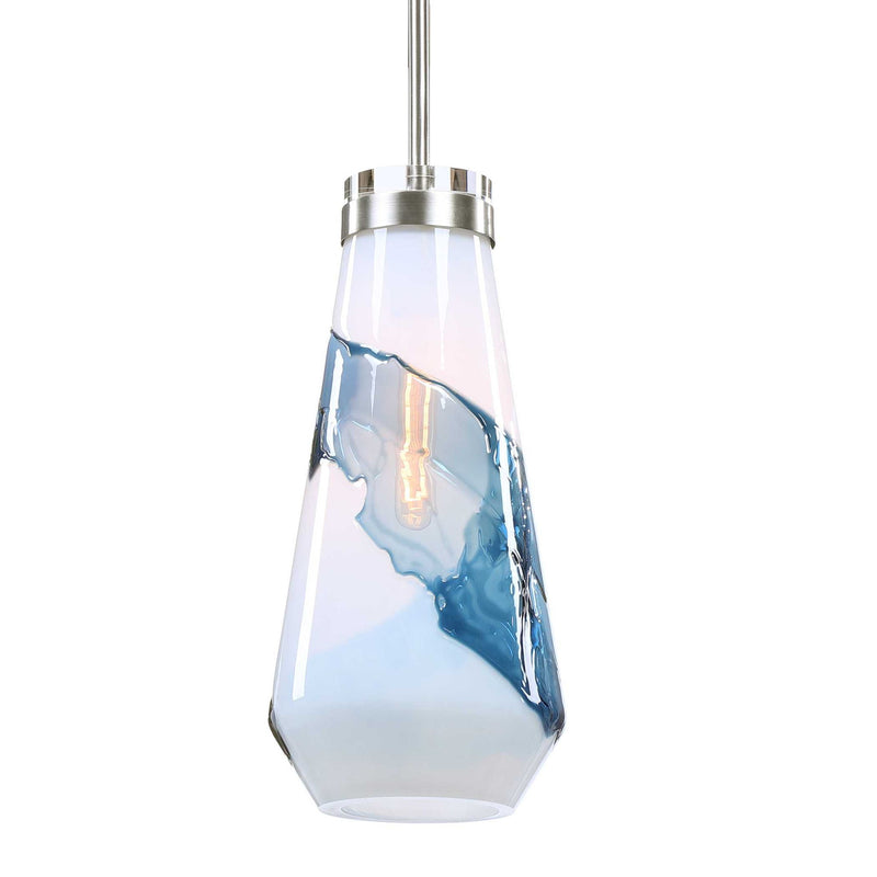 Uttermost Windswept 1 Light Mini Pendant in blue and white with a modern, artistic design for stylish pendant lighting.