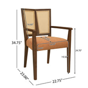 Mid Century Modern Arm Dining Chair Set With Rattan Backrest - R&R Furniture Gallery (Fountain Valley, CA)