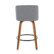 Set of two Lumi Source Toriano Mid Century Modern counter stools with wooden seats and metal legs, stylish and functional for kitchen or bar.