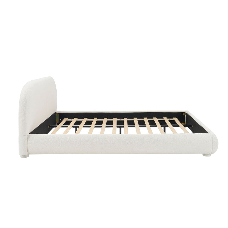 Upholstered Simple Modern Bedroom Bed With Curved Headboard - R&R Furniture Gallery (Fountain Valley, CA)