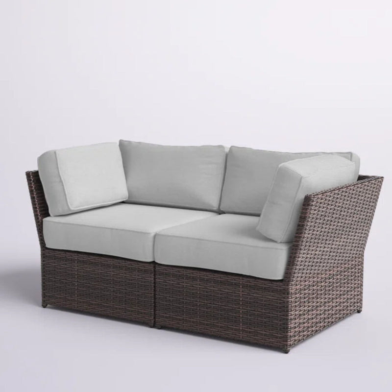 Outdoor Wicker Loveseat With Cushions Patio Seating Wicker - Brown - R&R Furniture Gallery (Fountain Valley, CA)