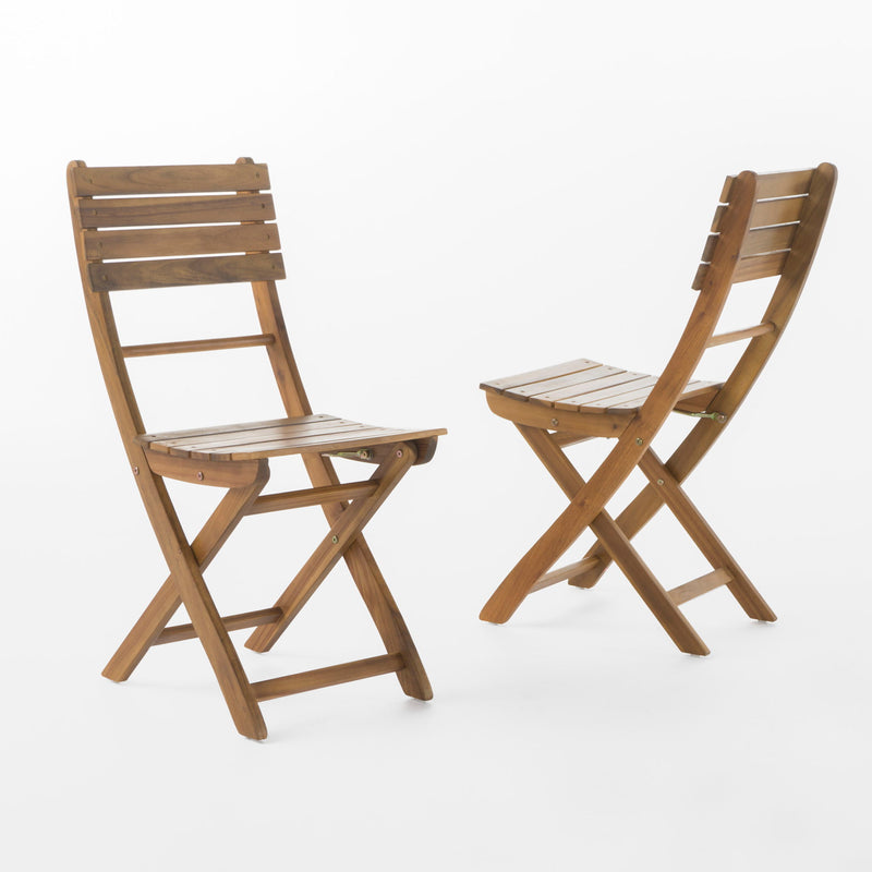 Outdoor Foldable Wood Dining Chair With Slat Design (Set of 2) - R&R Furniture Gallery (Fountain Valley, CA)