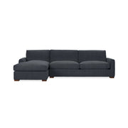 Classic Home Coburn chaise sofa, stationary sectional with plush fabric upholstery and modern design, shown in a living room setting.