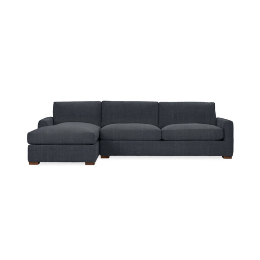 Classic Home Coburn chaise sofa, stationary sectional with plush fabric upholstery and modern design, shown in a living room setting.