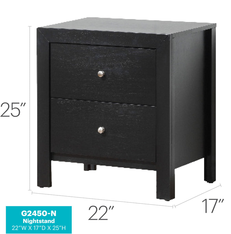Glory Furniture accent nightstand with drawers, featuring a charming design and wooden finish, ideal for bedroom decor.