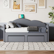 Upholstered Daybed With Cloud-Shaped Backrest, Trundle & 2 Drawers And USB Ports - R&R Furniture Gallery (Fountain Valley, CA)