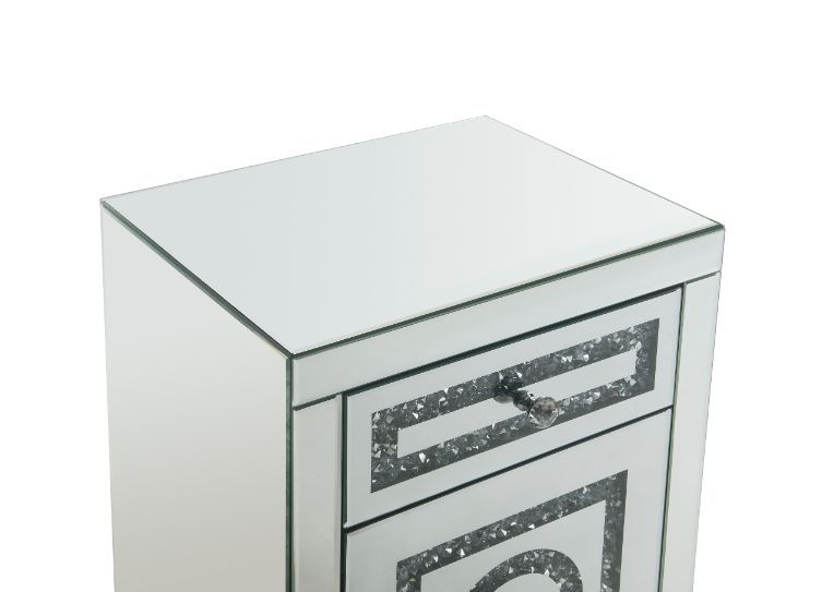 Noralie - 26"H Accent Table With Storage Drawers - Mirrored & Faux Diamonds - R&R Furniture Gallery (Fountain Valley, CA)