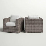 Grade - Club Patio Chair With Sunbrella Cushions (Set of 2) - Gray Mix / White - R&R Furniture Gallery (Fountain Valley, CA)