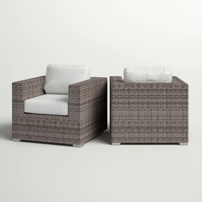 Grade - Club Patio Chair With Sunbrella Cushions (Set of 2) - Gray Mix / White - R&R Furniture Gallery (Fountain Valley, CA)