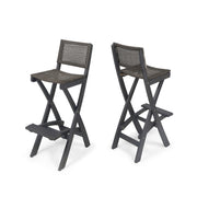 Outdoor Folding Acacia Wood Barstools With Rattan Backrest And Seat - R&R Furniture Gallery (Fountain Valley, CA)