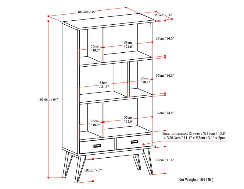 Draper - Mid Century Wide Bookcase And Storage Unit - R&R Furniture Gallery (Fountain Valley, CA)