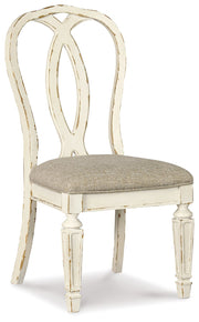 Realyn - Dining UPH Side Chair (Set of 2) - Ribbonback - Chipped White - R&R Furniture Gallery (Fountain Valley, CA)