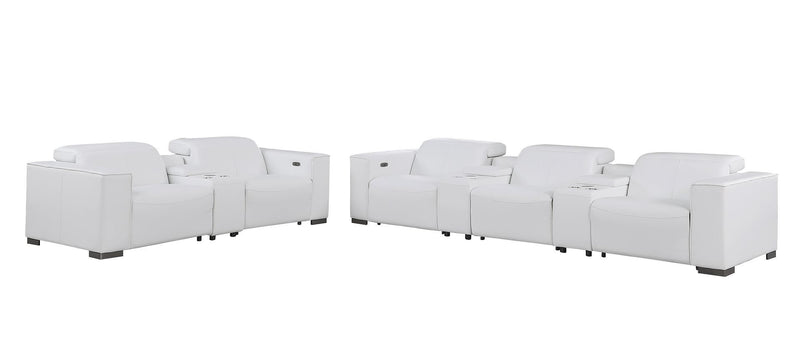 1208 - Modular Leather Sofa Loveseat With 6 Recliners And Power Headrests