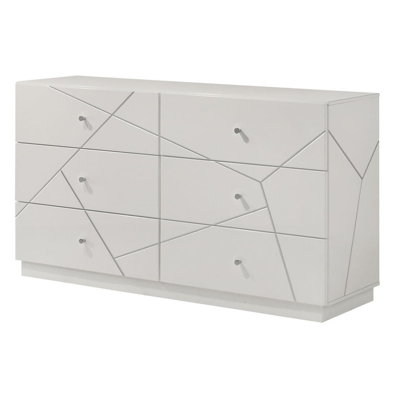 Esther - Dresser - White / Silver - R&R Furniture Gallery (Fountain Valley, CA)