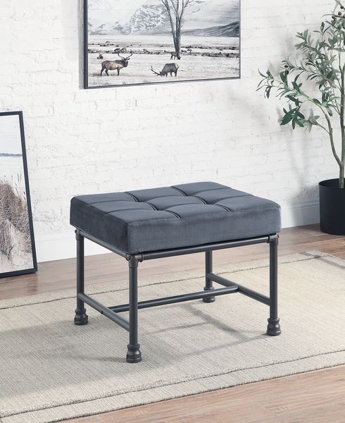 Brantley - Ottoman - Gray Velvet & Sandy Gray - R&R Furniture Gallery (Fountain Valley, CA)