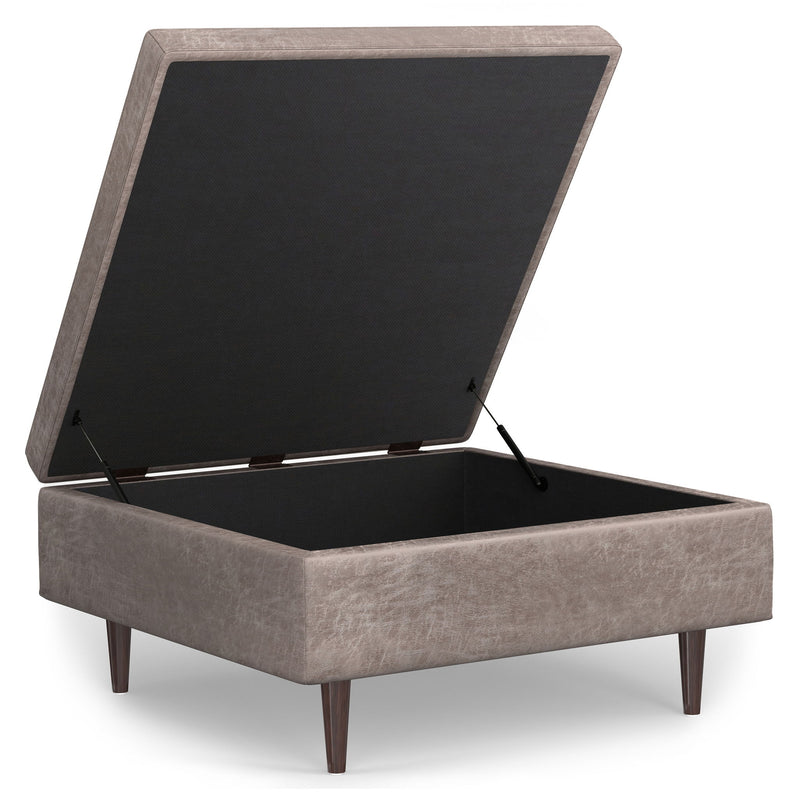 Shay - Large Square Coffee Table Storage Ottoman Mid-Century Style - R&R Furniture Gallery (Fountain Valley, CA)
