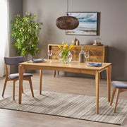 Mid-century Noble House dining table with rubberwood and walnut veneer, featuring a natural oak finish and sleek modern design.