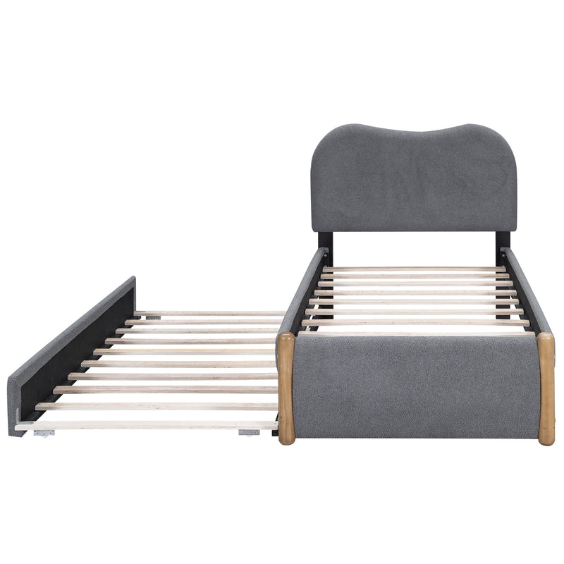 Upholstered Platform Bed With Wood Supporting Feet And Trundle - R&R Furniture Gallery (Fountain Valley, CA)