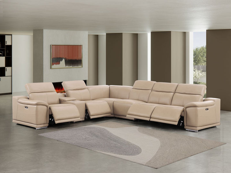 2679 - 7-Piece L-Shaped Power Reclining Sectional In Genuine Leather (4 Recliners)