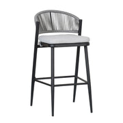Outdoor Bar Height Metal Frame Counter Stools With Scallop Shaped Backrest & Water Resistant Cushions - R&R Furniture Gallery (Fountain Valley, CA)