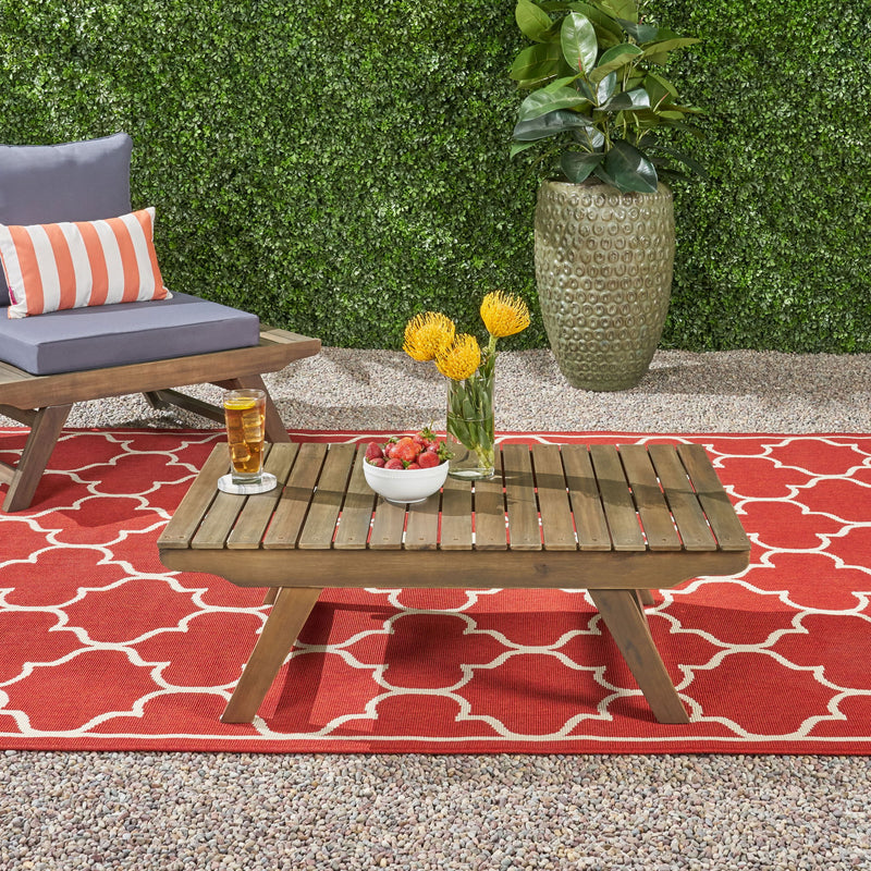 Outdoor Acacia Wood Coffee Table With Open Slat Design - R&R Furniture Gallery (Fountain Valley, CA)