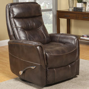 Pair of Parker Living Gemini 33.5-inch swivel glider recliner chairs in neutral fabric, showing their plush cushions and modern design.
