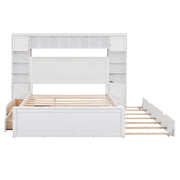 DreamHaus cabinet bed with integrated shelf, sockets, and twin long trundle, featuring sleek design and multifunctional storage.