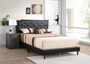 Button tufted upholstered bed by Glory Furniture with cozy design, featuring a plush headboard and elegant tufted details.
