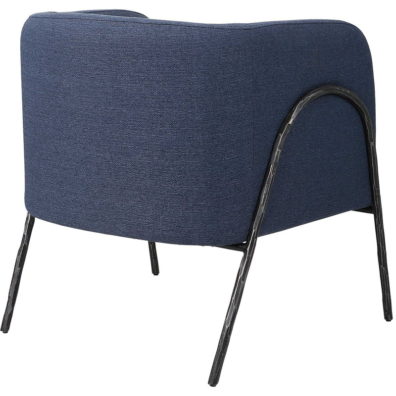 Uttermost Jacobsen accent chair with plush beige upholstery and wooden legs, stylishly designed for modern living spaces.