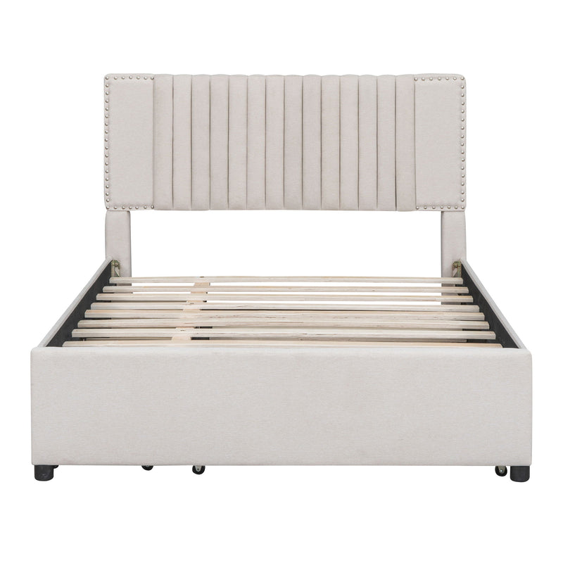 Upholstered Platform Bed With Drawers, Classic Headboard Design - R&R Furniture Gallery (Fountain Valley, CA)