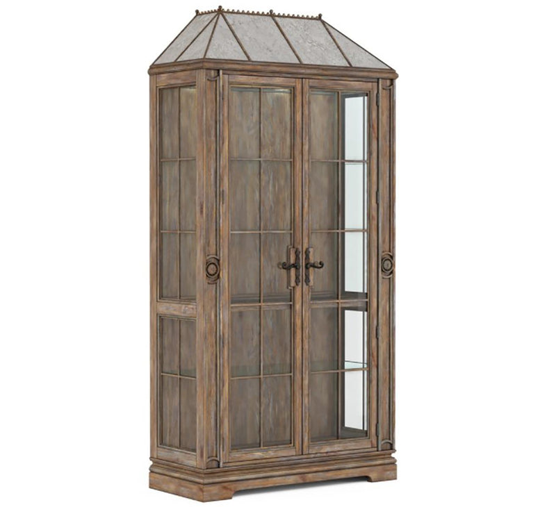 Furniture Architrave China Cabinet in Rustic Pine
