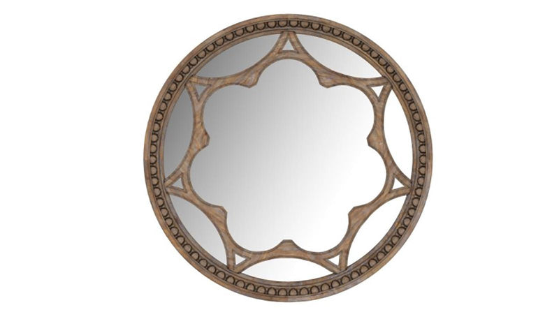Furniture Architrave Round Mirror in Rustic Pine
