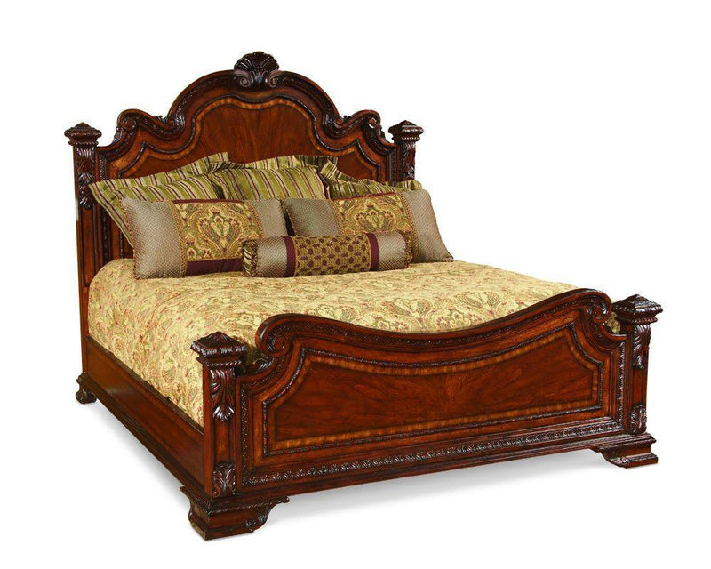 Old World Queen Estate Bed in Warm Pomegranate