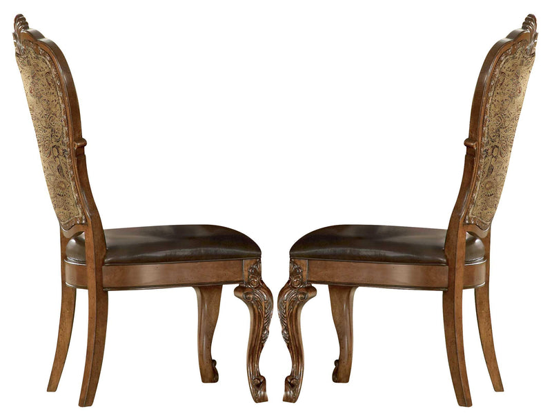 Old World Upholstered Side Chair in Cherry (Set of 2)