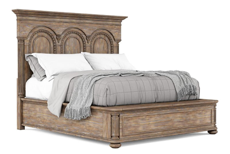 Furniture Architrave Queen Panel Bed in Rustic Pine