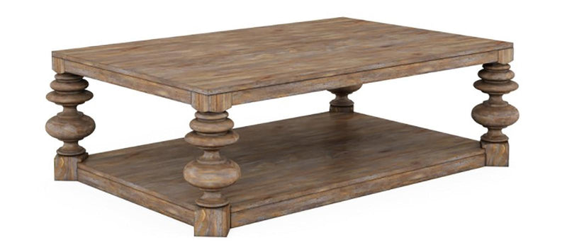 Furniture Architrave Rectangular Cocktail Table in Rustic Pine