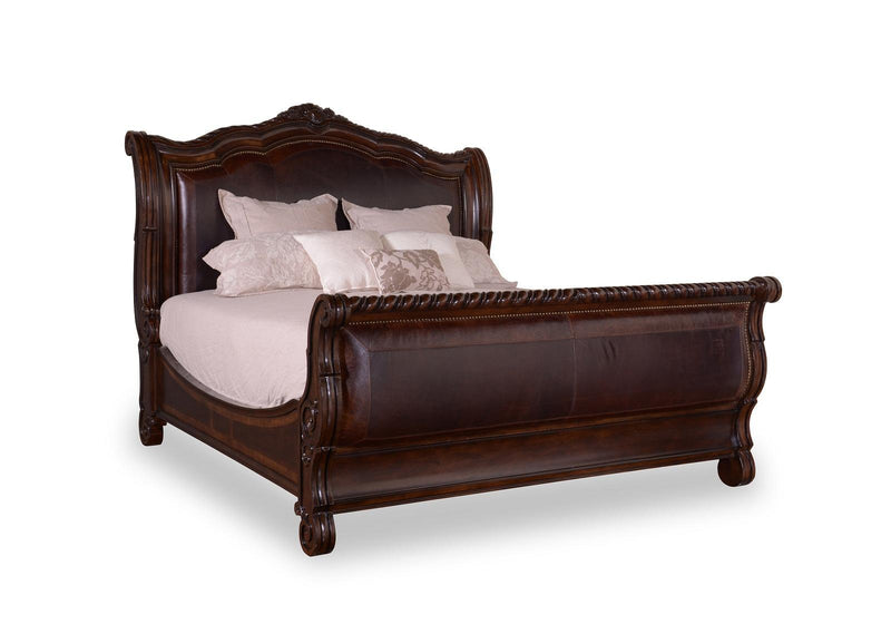 Valencia King Upholstered Sleigh Bed in Port