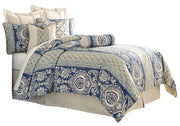La Rochelle 9-pc Queen Comforter Set in Cadet - R&R Furniture Gallery (Fountain Valley, CA)
