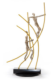 SZ0238 Modern Bronze Acrobats-Poles Sculpture — view 2