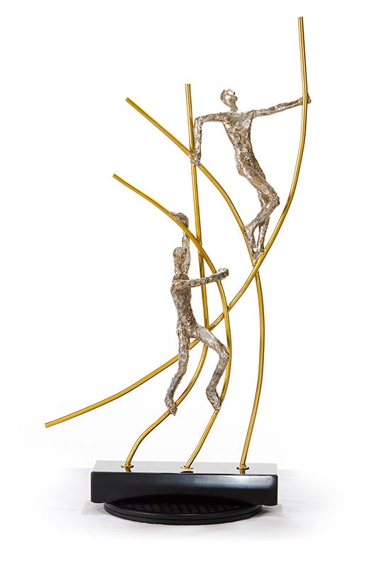 SZ0238 Modern Bronze Acrobats-Poles Sculpture — view 2
