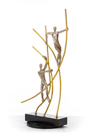 SZ0238 Modern Bronze Acrobats-Poles Sculpture — view 3