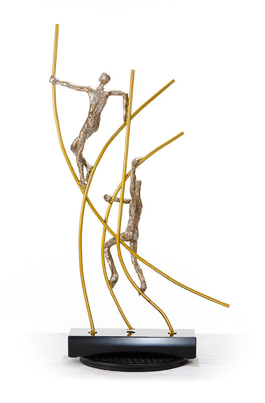 SZ0238 Modern Bronze Acrobats-Poles Sculpture — view 5