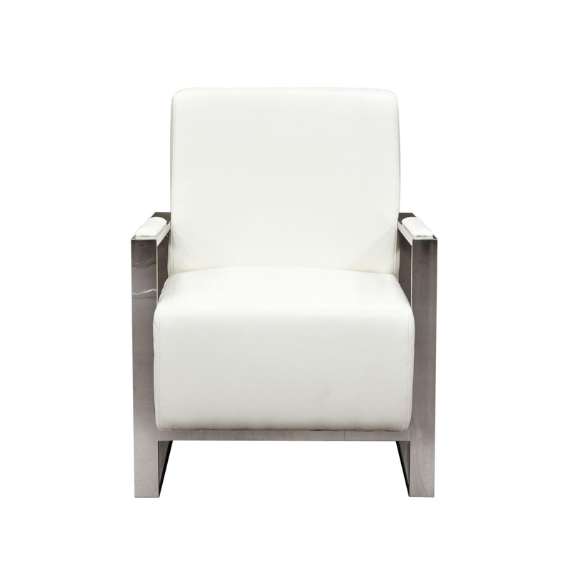 Century Accent Chair w/ Stainless Steel Frame by Diamond Sofa - White - R&R Furniture Gallery (Fountain Valley, CA)