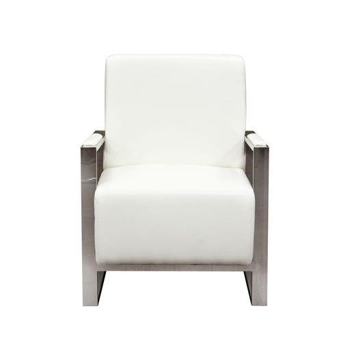 Century Accent Chair w/ Stainless Steel Frame by Diamond Sofa - White - R&R Furniture Gallery (Fountain Valley, CA)