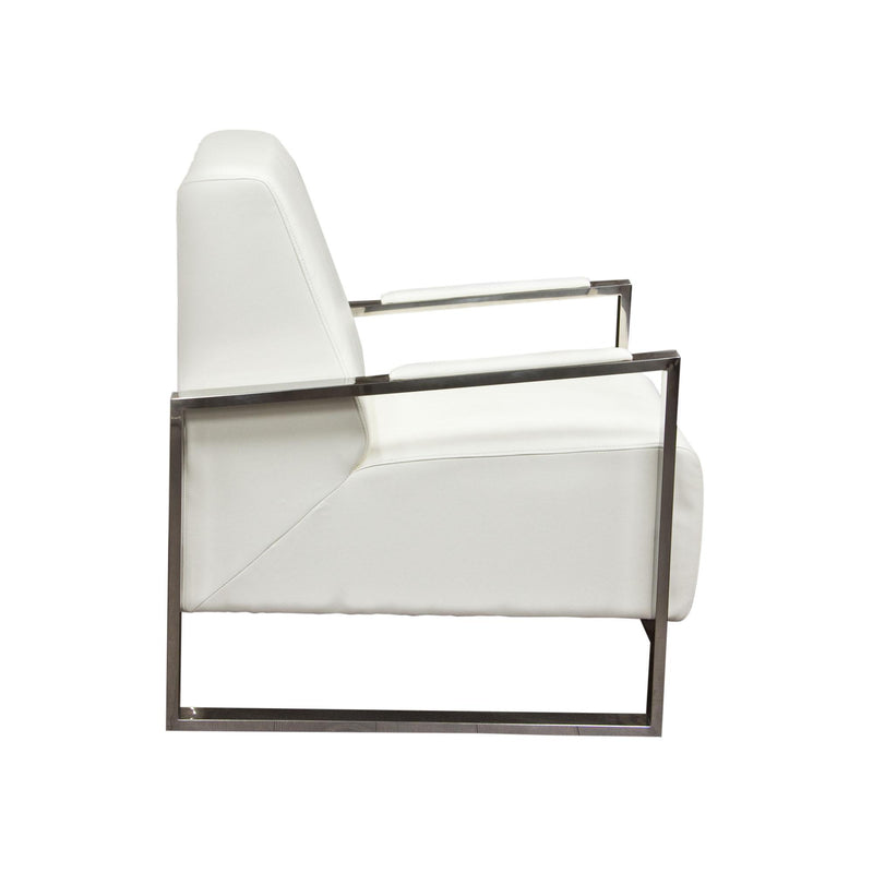 Century Accent Chair w/ Stainless Steel Frame by Diamond Sofa - White - R&R Furniture Gallery (Fountain Valley, CA)